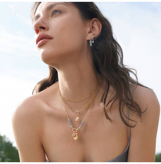  Pop Charms - Collier - Zilver / 14kt GP - Agaat - 46-50 cm
